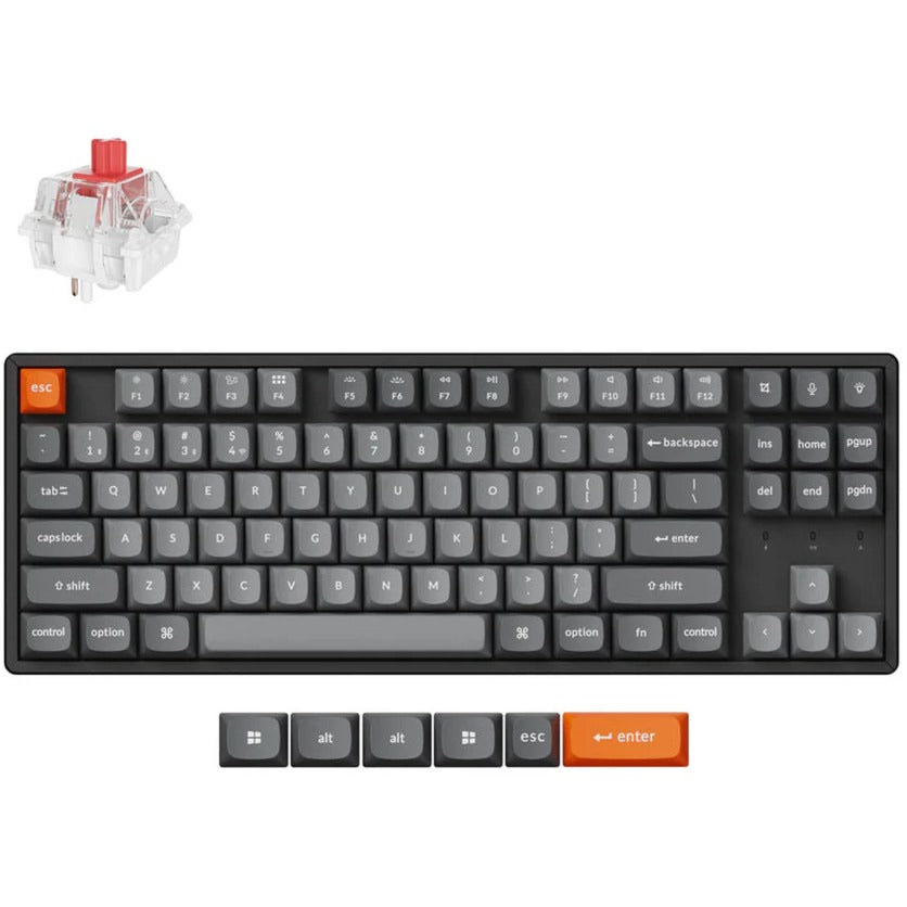 Keychron k8 max-j1 rgb mekanisk tastatur (sort, us-layout (qwerty), super rød, 80% (tkl), rgb lysdioder, osa double-shot pbt, hot swap, usb-c | 2.4 ghz | bluetooth 5.1)