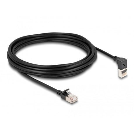 Delock rj45 netværkskabel cat.6a s ftp slim 90° opadvinklet lige 5 m kabel (sort)