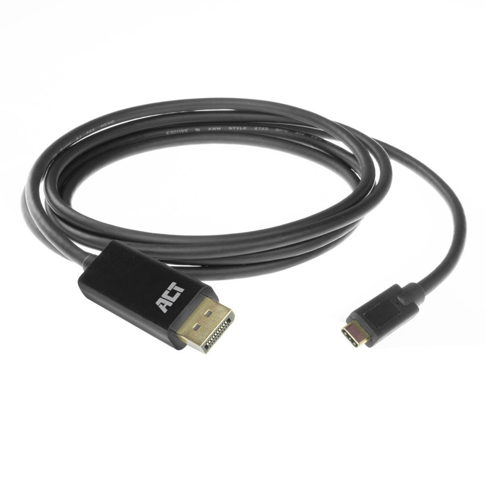 Akt-tilslutning USB-C til DisplayPort-kabel (sort, 2 meter, ac7325, 60hz 4k (2160p))