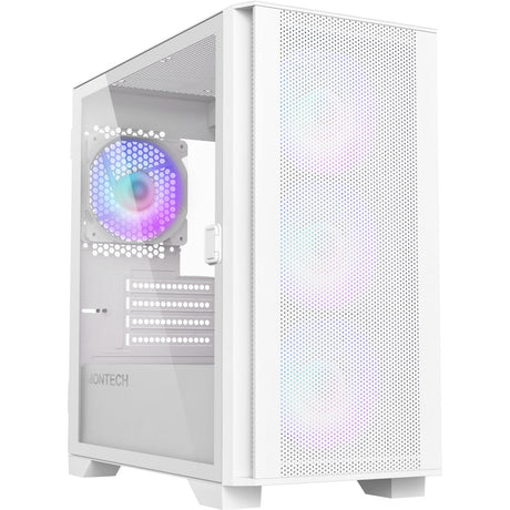 Montech air 100 argb mini tårnhus (hvid | 3x USB-A | hærdet glas)