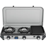 Campingaz campingkøkken 2 multi-cook campingkomfur - 3-delt kogeplade - elektronisk tænding - sølvgrå