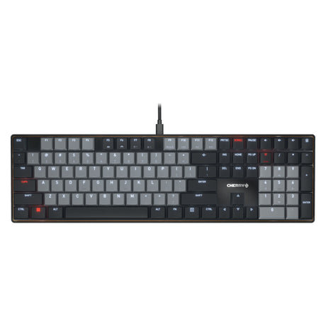 Cherry KC 500 MX LP mekanisk tastatur (sort, amerikansk layout (QWERTY), MX lavprofil 2.0 elfenben, 100 %, hvide LED'er, PBT tastaturhætter)