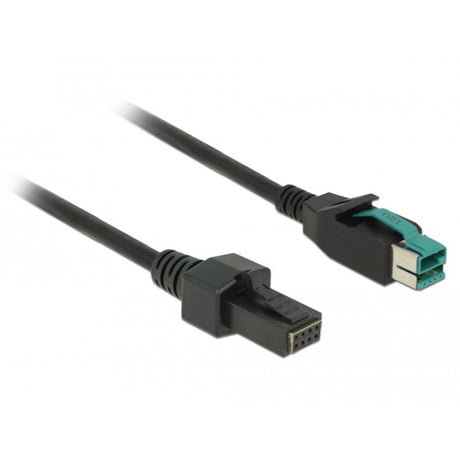 Delock-drevet USB-kabel han 12 V > 2 x 4 ben han til POS printere og terminaler (sort, 2 meter)