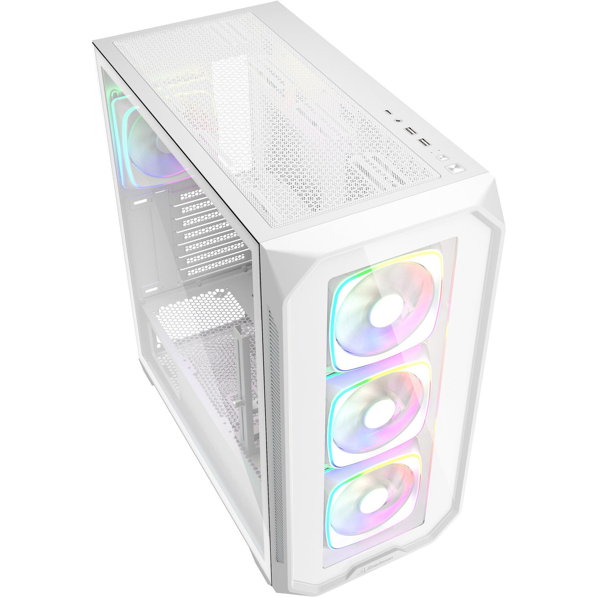 Sharkoon ak5g rgb midi tårnhus (hvid | 2x usb-a | 1x usb-c | rgb | hærdet glas)