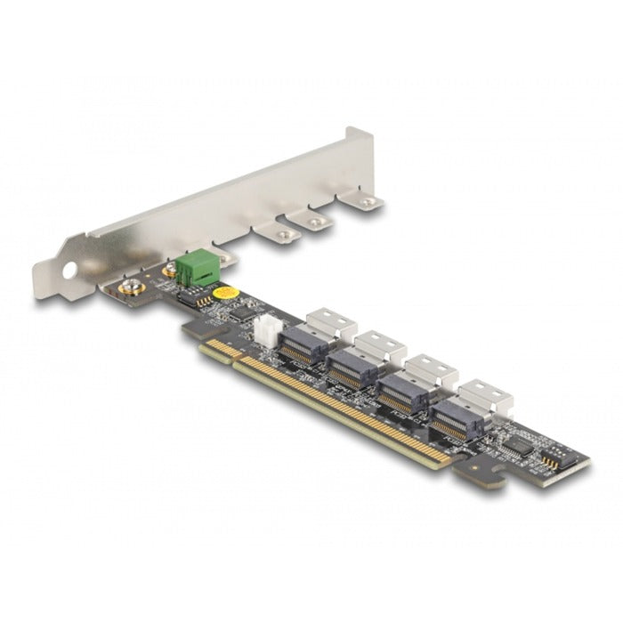 Delock pci express x16-kort til 4 x intern sff-8654 4i nvme netværksadapter