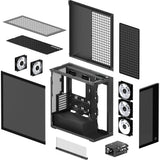 Arctic xtender midi tårnhus (sort (mat) | 2x USB-A | 1x USB-C | RGB | hærdet glas)