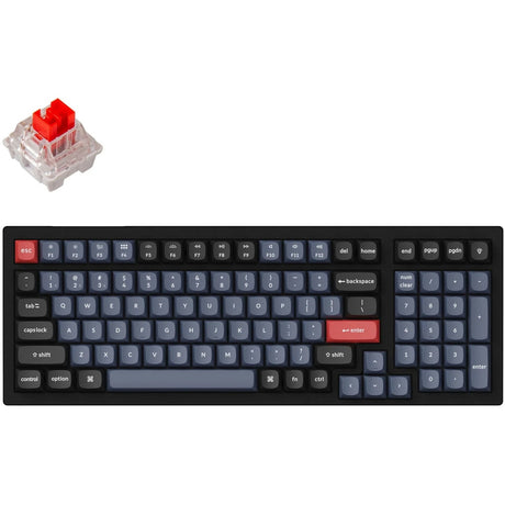 Keychron k4 pro-h1 rgb mekanisk tastatur (sort, us layout (qwerty), k pro rød, 96%, rgb lysdioder, hot swap, double-shot pbt, bluetooth 5.1)