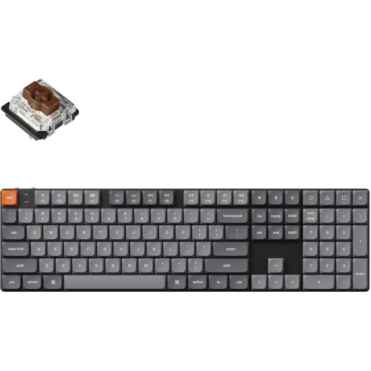 Keychron k5 max-b3 rgb mekanisk tastatur (sort, us layout (qwerty), gateron low profile 2.0 mekanisk brun, 100%, rgb lysdioder, double-shot pbt, 2.4ghz | bluetooth 5.1 | usb-c)