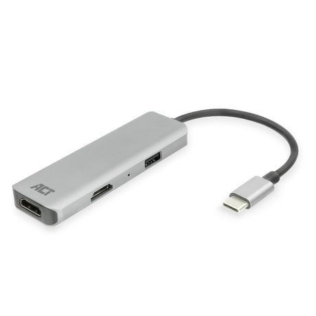 Akt-tilslutning USB-C 4K multiport-adapter til 2 HDMI-skærme, USB-A-dataport (aluminium)