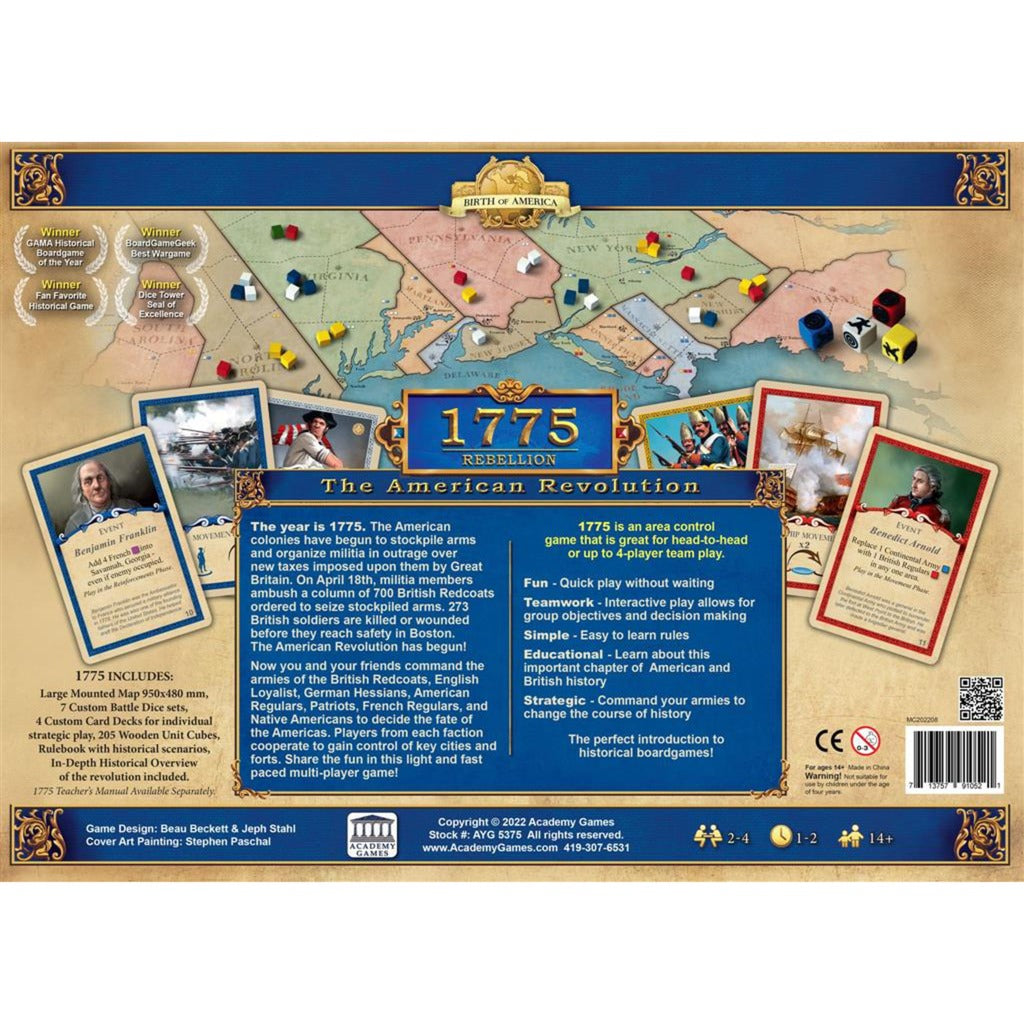 European player network 1775 rebellion: the american revolution brætspil (engelsk, 2 - 4 spillere, 60 - 240 minutter, fra 14 år)