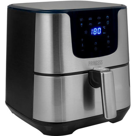 Princess 182060 digital aerofryer deluxe xxl varmluftsfrituregryde (rustfrit stål sort, 5,5 liter)