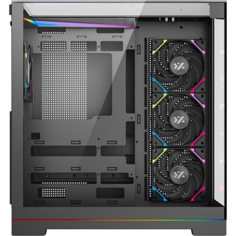 Xyz PC Gear Tesseract A-RGB Midi Tower-hus (sort | 2x USB-A | 1x USB-C | RGB | Hærdet glas)