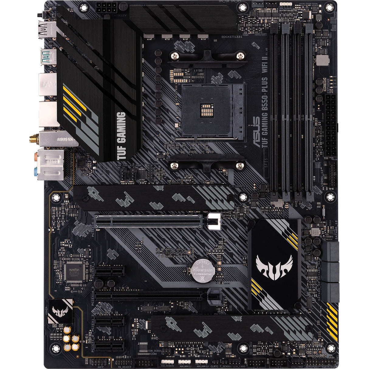 Asus Tuf Gaming B550-Plus WiFi II Socket AM4 bundkort (sort, RAID, GB-LAN, WiFi 6, BT, lyd, ATX)