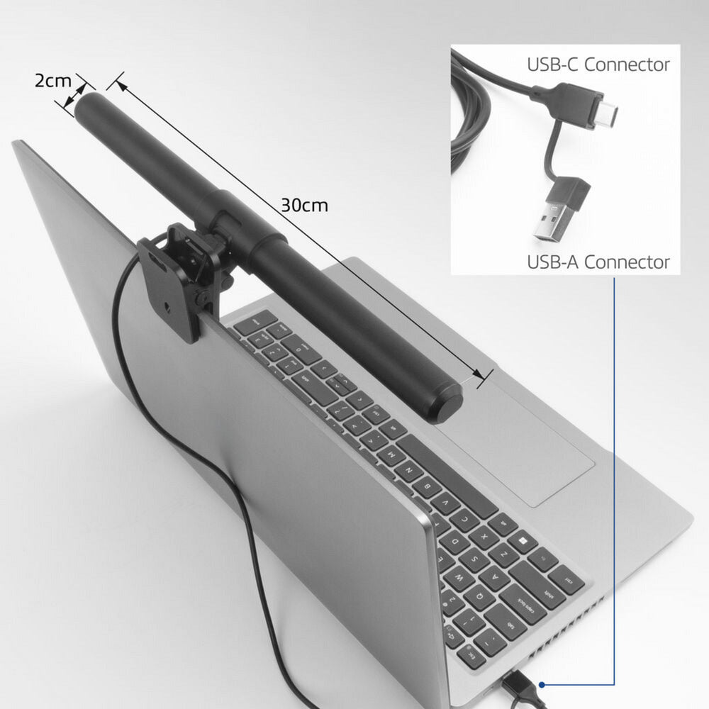 Act Connectivity Dæmpbar Clip-On Laptop LED Light Bar LED Bar (sort, USB-drevet, 3000k-6500k)