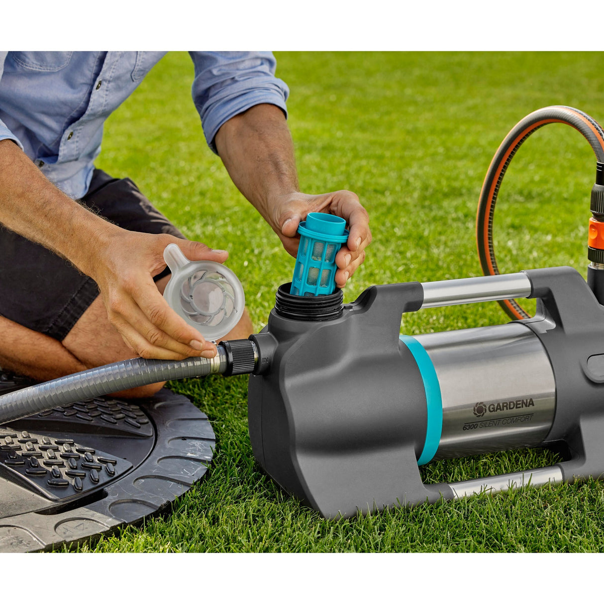 Gardena vandingspumpe 6300 silentcomfort (mørkegrå rustfrit stål, 1050 watt | Bluetooth)