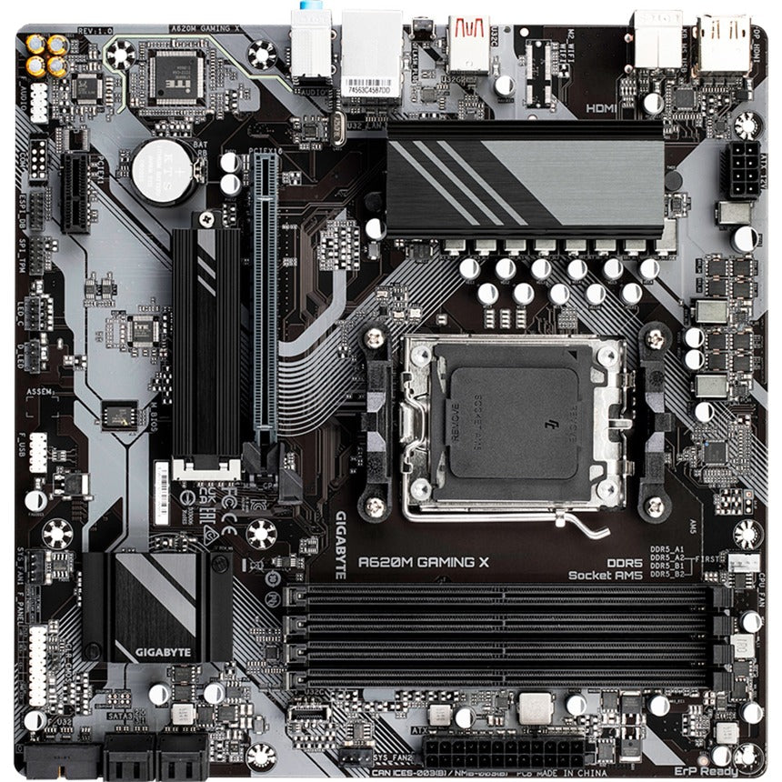 Gigabyte a620m gaming x (rev. 1.0) socket am5 bundkort (sort grå, raid, gb-lan, lyd, µatx)