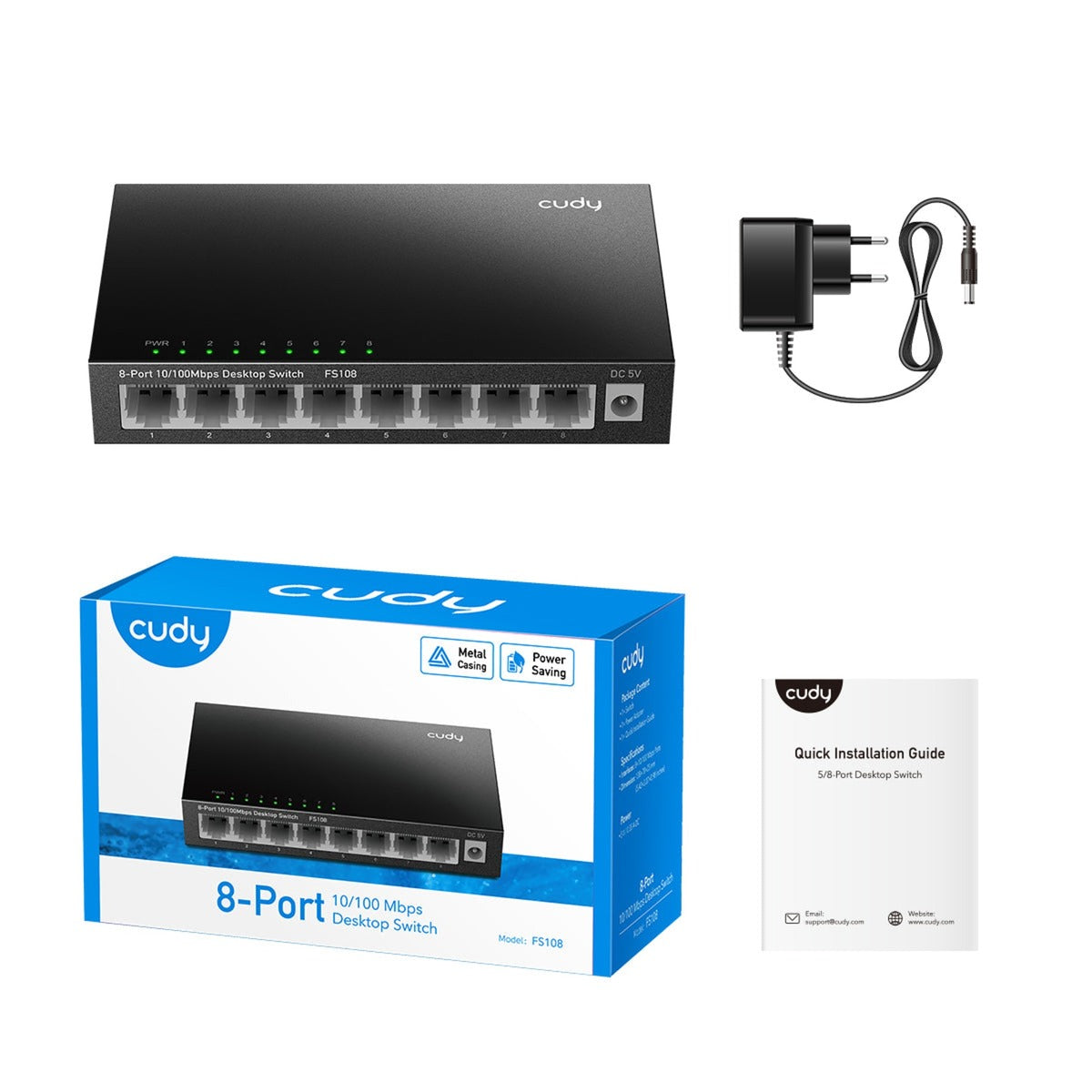Cudy 8-ports 10 100 mbps desktop switch (sort)