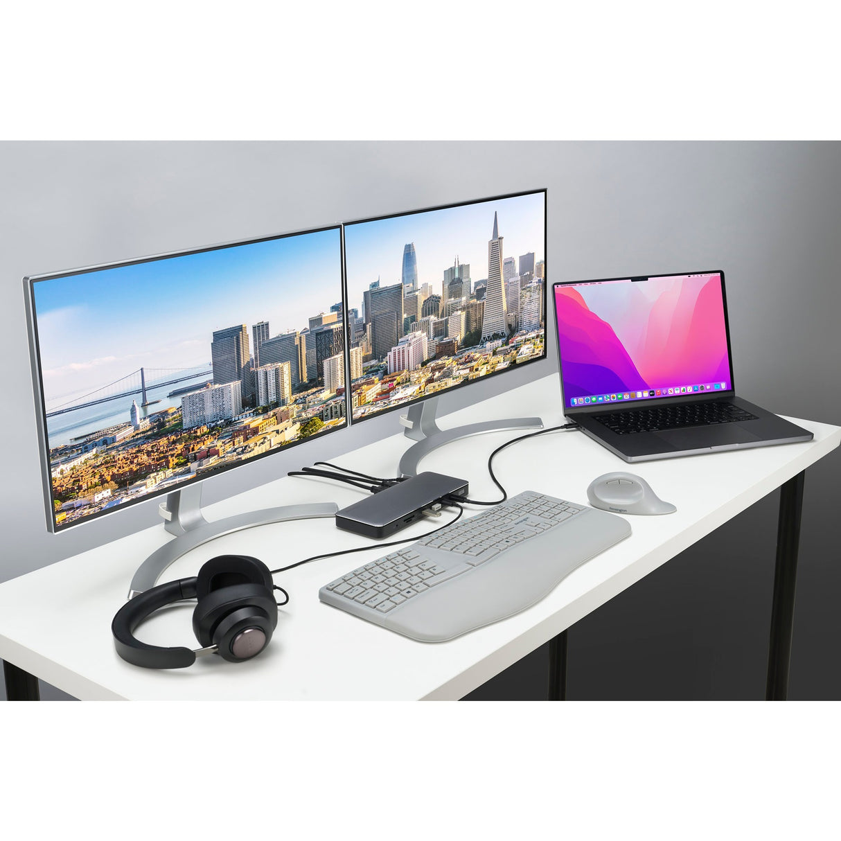 Kensington SD5760t dockingstation (sølvsort, Thunderbolt 4, USB-C, USB-A, HDMI, PD)
