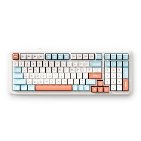Mchose k99 v2 trådløst pakningsmontering mekanisk tastatur (hvidt, us-layout (qwerty), kailh box icy creamsicle, 99%, rgb, pbt keycaps, hot-swap, 2,4 ghz | bluetooth | usb-c)