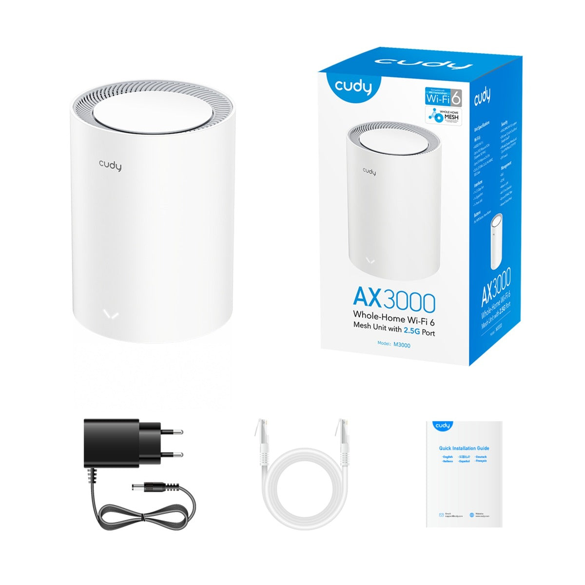 Cudy ax3000 2,5 g mesh wi-fi 6 system (1-pak) mesh router (hvid)