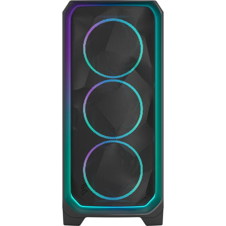 Fractal design meshify 3 ambience pro rgb midi tårnhus (sort | 2x usb-a | 1x usb-c | rgb | hærdet glas)