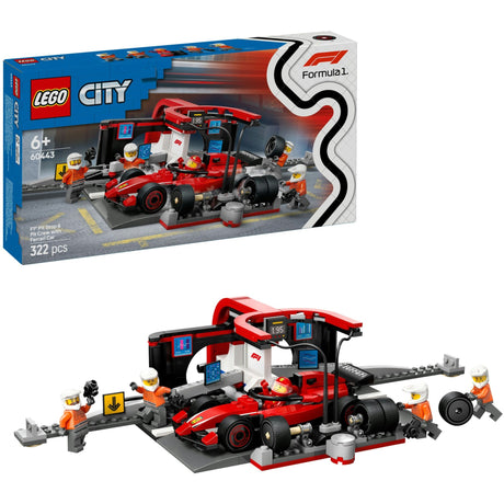 Lego city f1 pitstop og pitbesætning med ferraribil - 60443