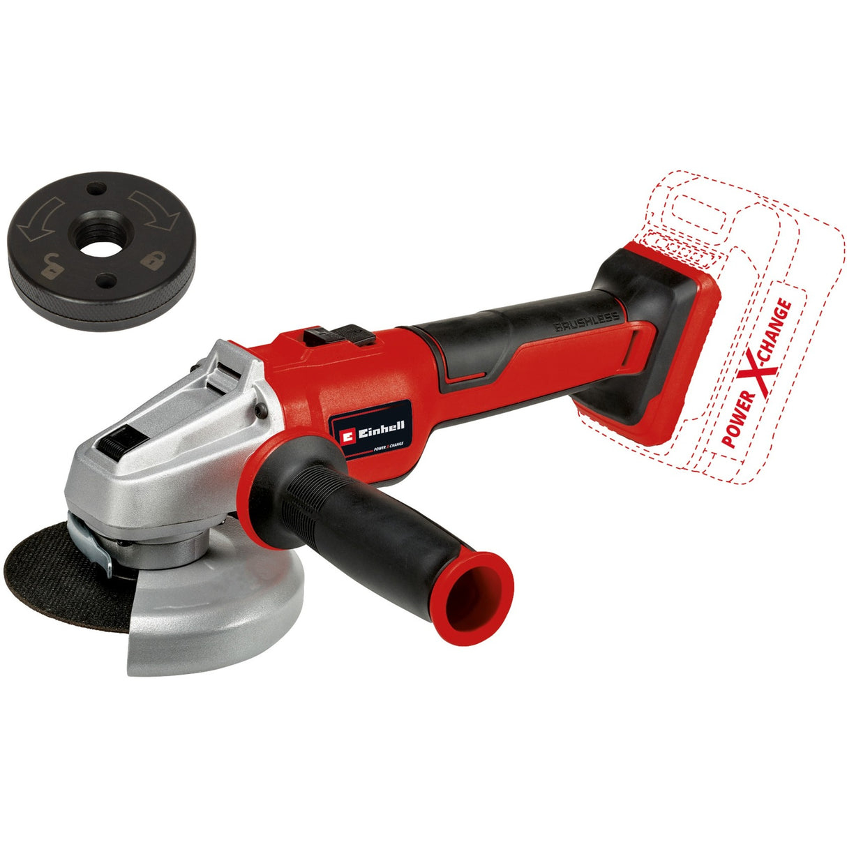 Einhell batteri vinkelsliber axxio 18 115 q bl li solo - power x-change - 18 v li-ion - børsteløs motor - ø115 mm - 8.500 o/min - hurtigspændemøtrik - ekskl. batteri, lader og slibeskive