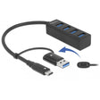 Delock 4-ports USB 3.2 gen 1 hub med USB Type-C eller USB Type-A tilslutning USB hub (sort)