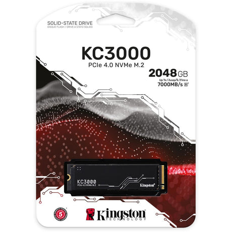 Kingston kc3000 2 tb ssd (zwart, skc3000s 2048g, pcie 4.0 nvme, m.2 2280)