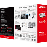 Asus Radeon RX 9060 XT Dual White Edition 16 GB grafikkort (hvidt, RDNA4, GDDR6, 2x Display Port, 1x HDMI 2.1)