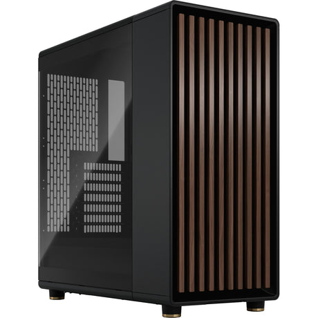 Fractal design nord midi tårnhus (sort træ farve | 2x USB-A | 1x USB-C | hærdet glas)