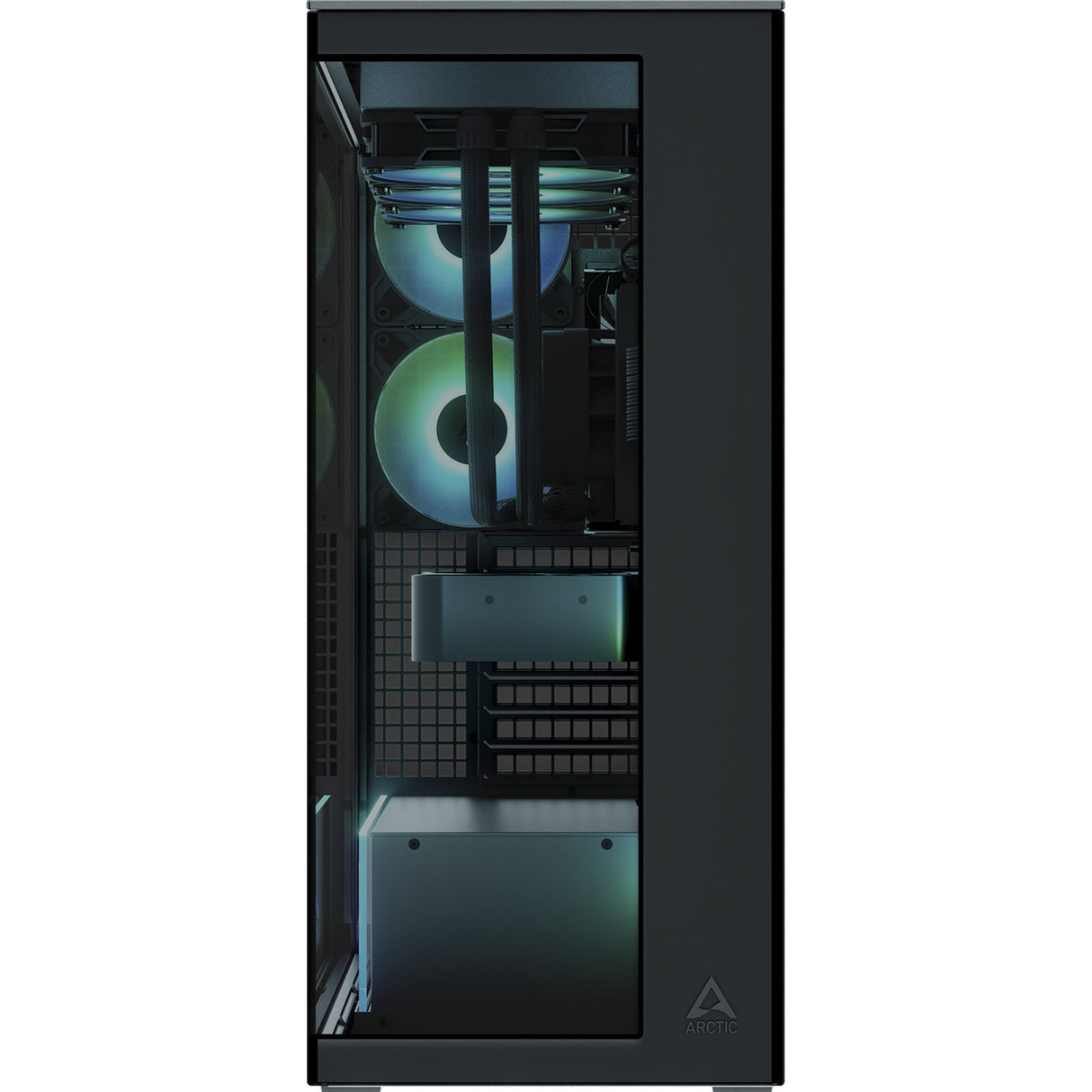 Arctic xtender midi tårnhus (sort (mat) | 2x USB-A | 1x USB-C | RGB | hærdet glas)