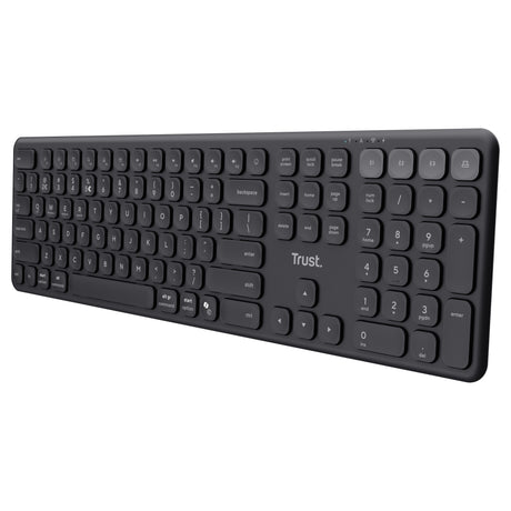 Trust vaiya trådløst tastatur (sort, us-layout (qwerty), 100%, bluetooth 2.4ghz)