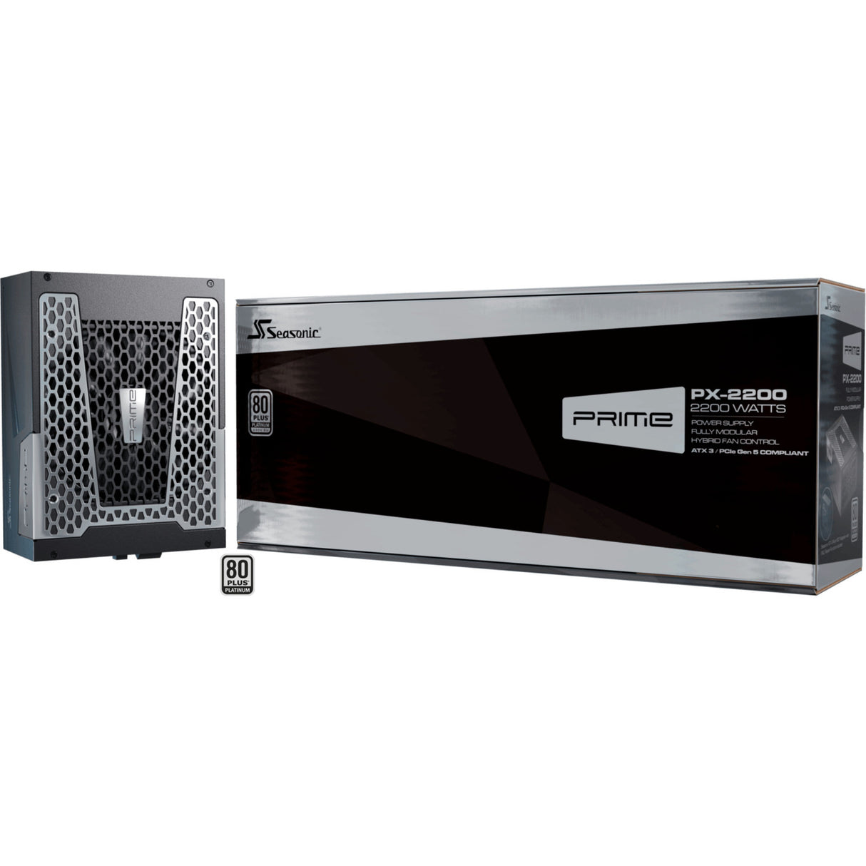 Seasonic prime px-2200 modulær 2200 watt strømforsyning (4x 12vhpwr, 4x pcie)