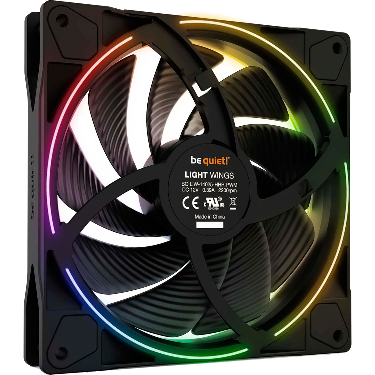 Vær stille! ® light wings pc-blæser 140 mm pwm højhastigheds-triple-pack - 9 silence-optimerede blæserblade - argb-belysning på for- og bagside med 18 LED'er til et specialfremstillet pc-hus - case ventilator med meget lydsvag drift og holdbare lejer