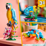 Lego creator 3i1 eksotisk papegøje - frø - fiskedyr legetøjssæt til børn - 31136