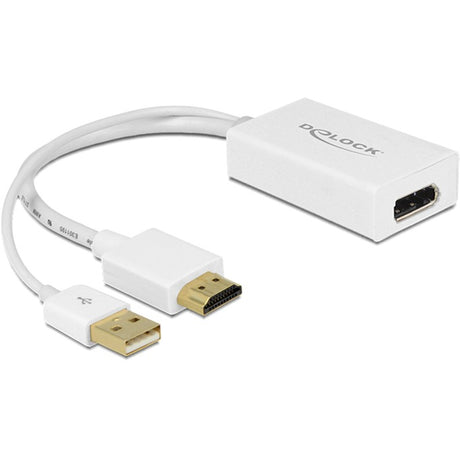 Delock HDMI-A (han) > Displayport 1.2 (hun) adapter (hvid, 0,245 meter)
