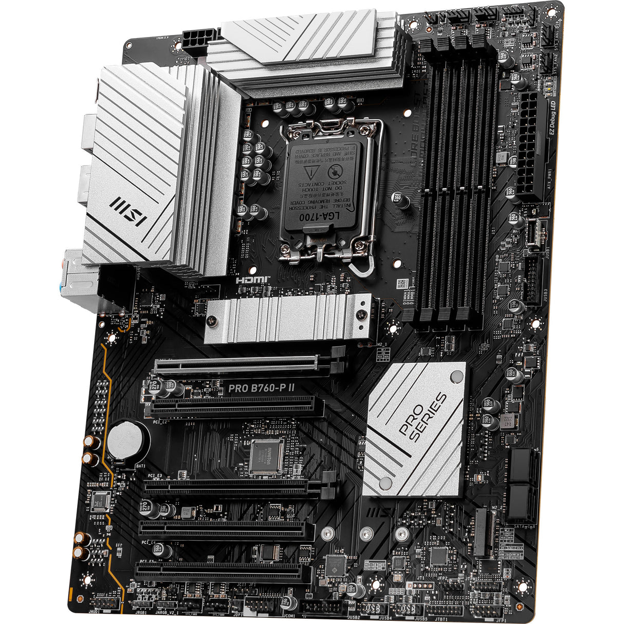 MSI Pro B760-P II Socket 1700 bundkort (sort, RAID, 2,5 GB-LAN, lyd, ATX)