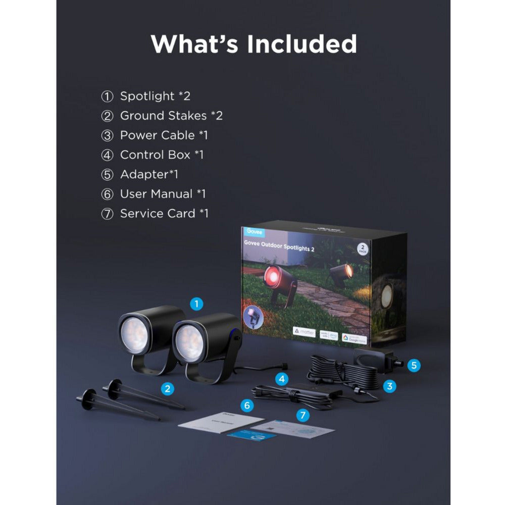 Govee smarte udendørs spotlights betyder noget rgbicww - 2-pack havespots