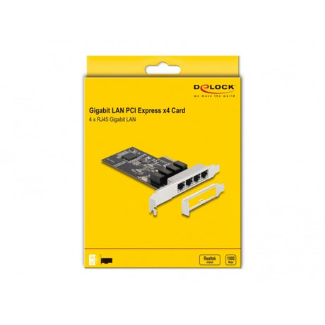 Delock pci express x4 kort 4 x rj45 gigabit lan netværksadapter