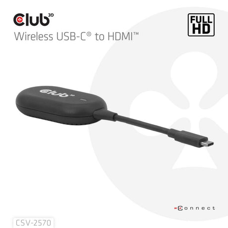 Club 3D trådløs USB-C til HDMI sender og modtageradapter (sort)