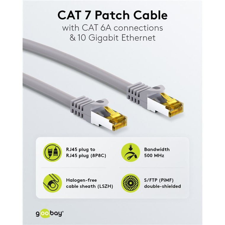 Goobay patch kabel cat 6a s ftp med cat 7 kabel (grå, 20 m)