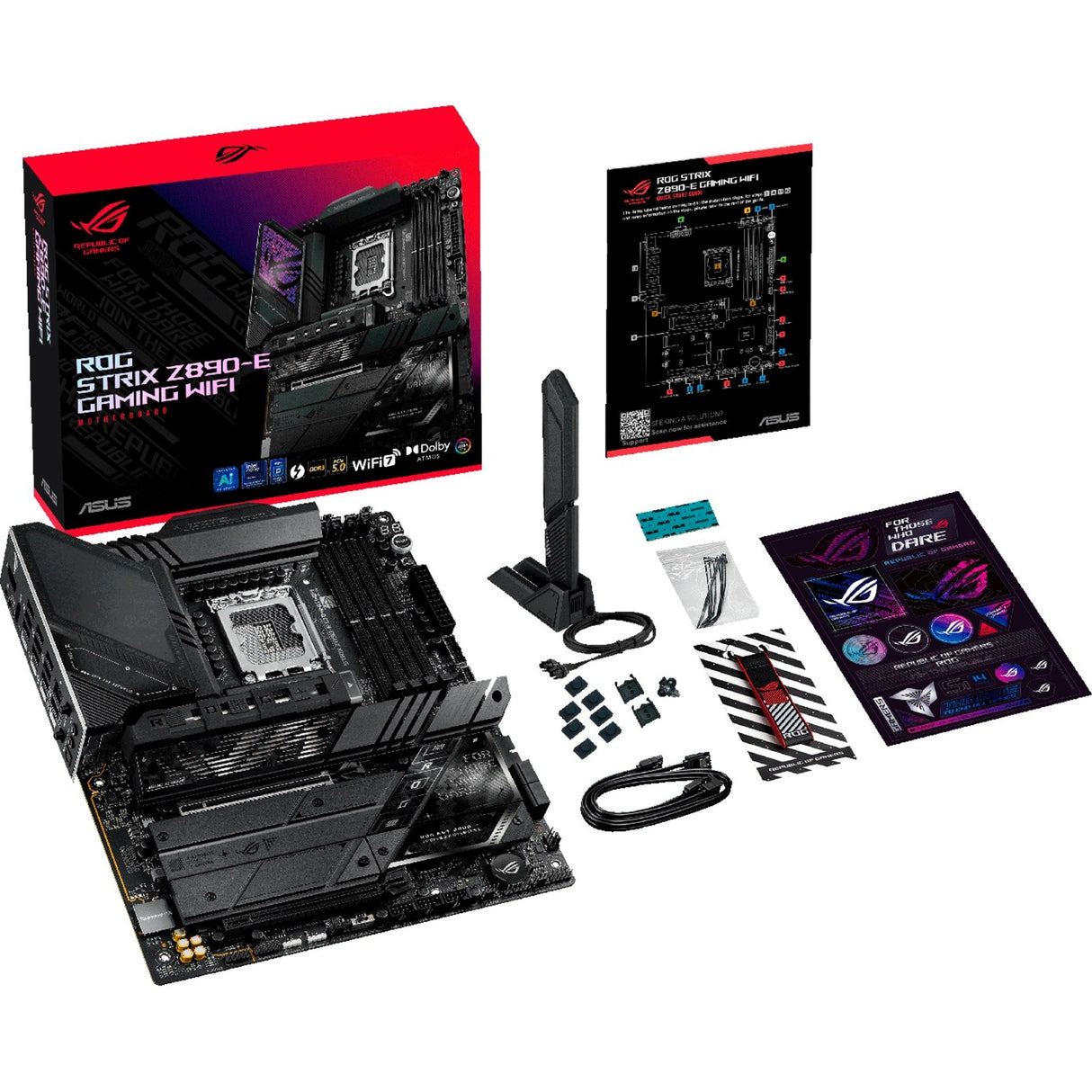 Asus ROG Strix Z890-E Gaming WiFi Socket 1851 bundkort (sort, RAID, 5GB-LAN, WiFi 7, BT, lyd, ATX)