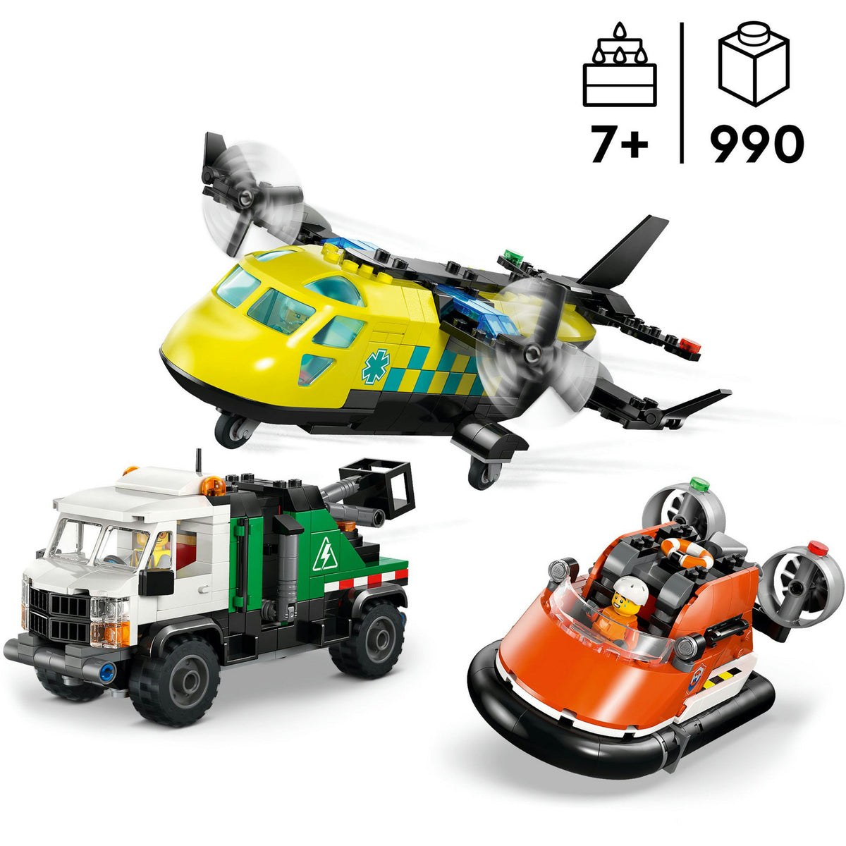 Lego city store køretøjer 60505 fly, servicekøretøj og hovercraft remix