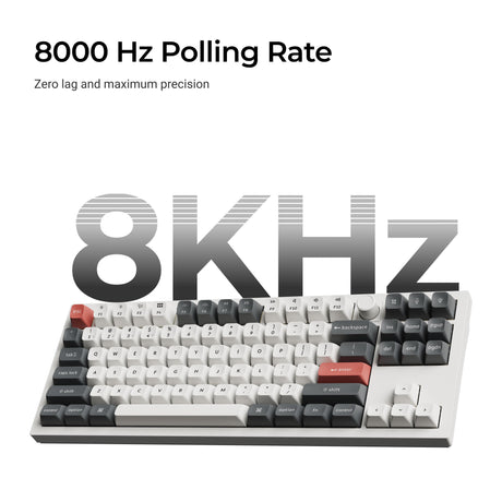 Keychron q3 ultra-m3 8k trådløst brugerdefineret mekanisk tastatur (sort, us-layout (qwerty), silke pom brown, 80% (tkl), rgb, hot swap, 8k, 2,4 ghz | bluetooth 5.2 | usb-c)