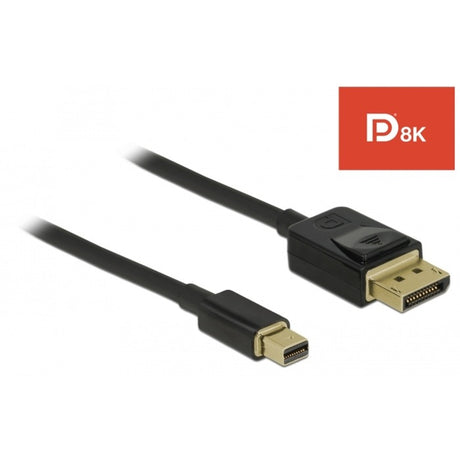 Delock mini displayport > displayport kabel (sort, 1 meter, 8k 60 hz)