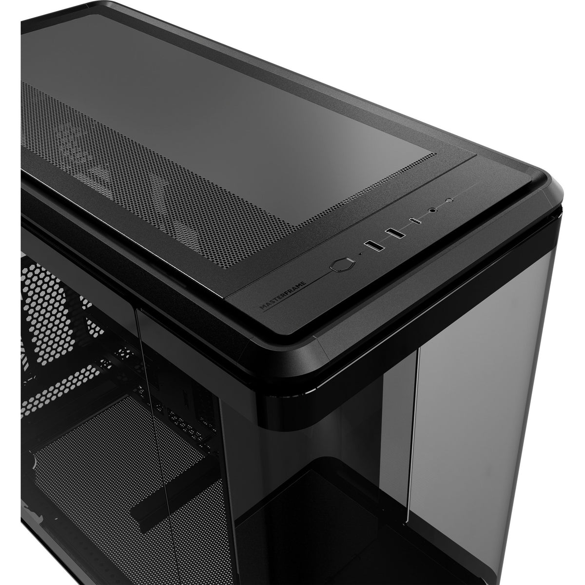 Cooler masterframe 360 panorama udstillingskabinet (sort | 2x USB-A | 1x USB-C | RGB | hærdet glas)