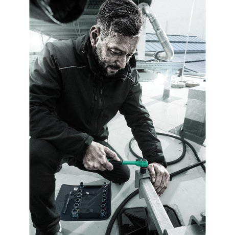 Wera 8010 b zyklop komfort skralde (sort grøn, med koblingspal og 3 8 drev)
