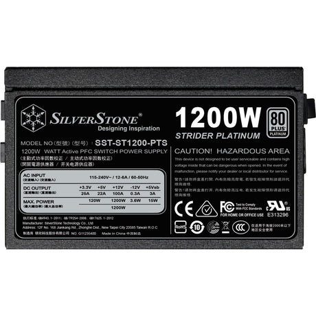 Silverstone sst-st1200-pts modulær 1200 watt strømforsyning (sort, 8x pcie)