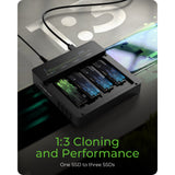 Icy box ib-4013mcl-c4 4-bay USB4® duplikator (1:3 kloner) dockingstation (sort)
